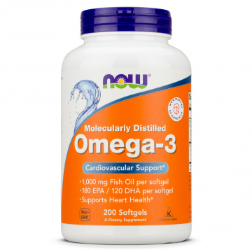 Now Foods - Omega-3 Molecularly Distilled - 200 softgels