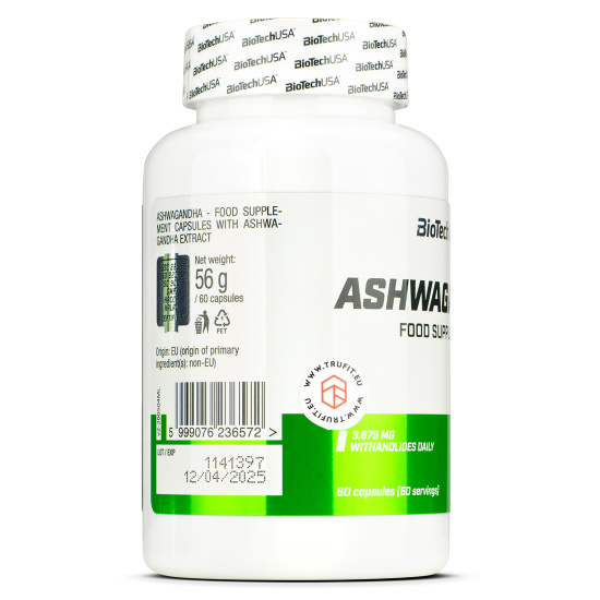 BioTech USA Ashwagandha - 60 Gélules - Complément Alimentaire - Date 08/2027