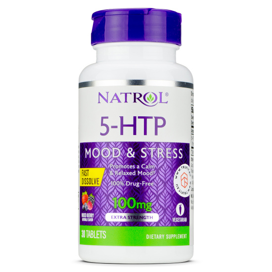 NATROL 5HTP 100 mg Fast Dissolve For calm and relaxed mood TRU·FIT
